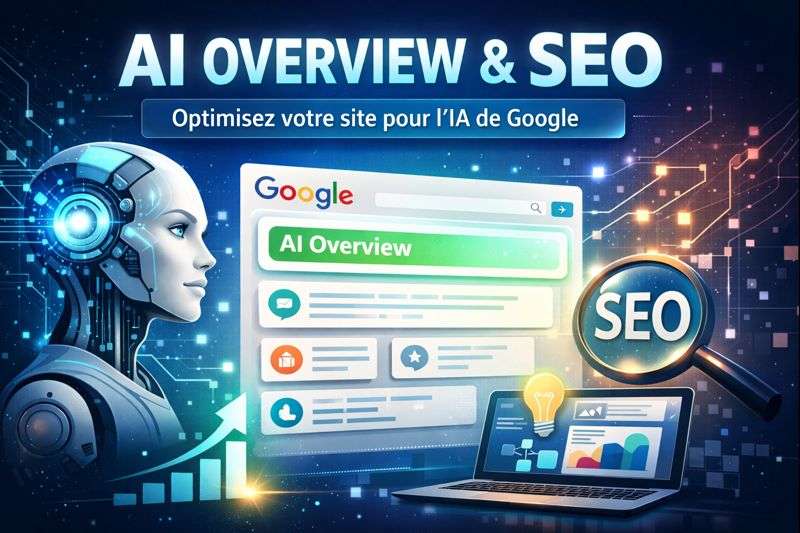 Illustration du fonctionnement de l’AI Overview de Google et de son impact sur le référencement SEO